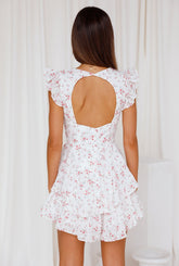 Floral Lace V-Neck Cut-Out Backless Mini Dress
